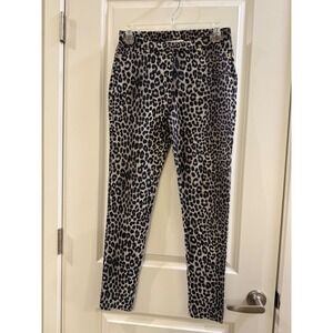 Michael Kors Womens Grey Leopard Print Leggings Skinny Pants Size S Gold Logo